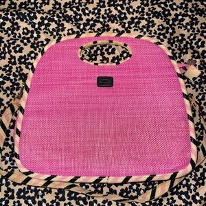 Lulu Guinness Pink and Black Woven Bag
